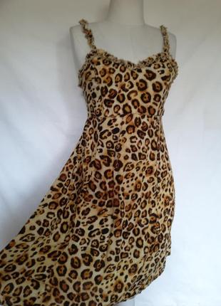 100% вискоза. женское натуральное вискозное летнее платье, сарафан леопардовый принт штапель