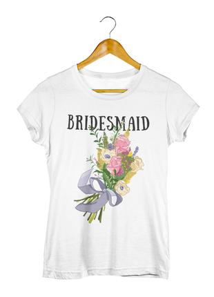 Футболка с принтом для девичника "bridesmaid.подружка невесты. букет цветов" push it