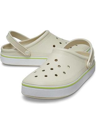 Кроксы бежевые молочные crocs off court bone