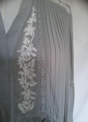 100% вискоза. женская оливковая блуза с вышивкой, натуральная вискозная блузка.9 фото