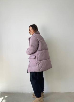 Объемная куртка пуховик зима без капюшона один размер4 фото