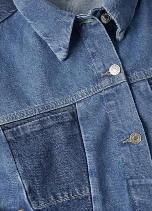 Женская контрастная куртка джинсовка mango5 фото