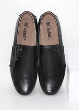 Кожаные черные туфли-мокасины4 фото