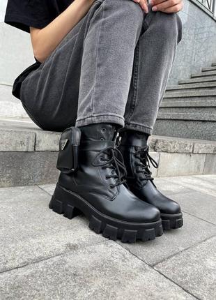 Ботинки прада  prada boots black2 фото