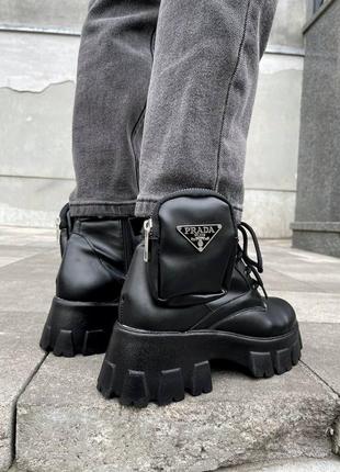 Ботинки прада  prada boots black5 фото