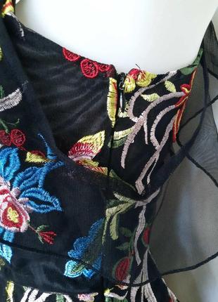 Женское летнее платье, сарафан, вышивка, сетка.8 фото