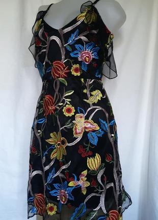 Женское летнее платье, сарафан, вышивка, сетка.7 фото