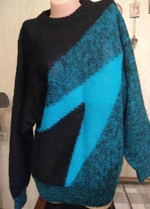 Montana винтажный мохеровый свитер  трехцветный узор1 фото