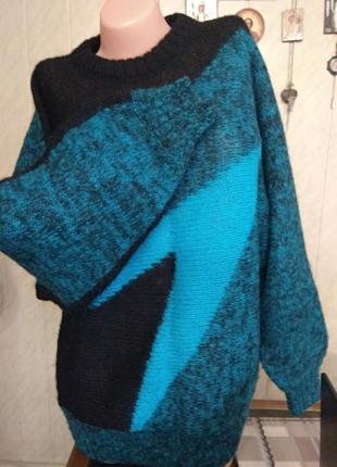 Montana винтажный мохеровый свитер  трехцветный узор2 фото
