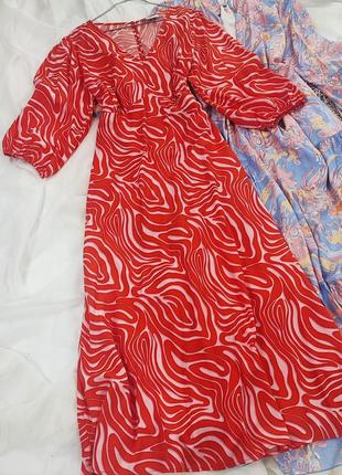 Красное платье в абстрактный принт papaya1 фото