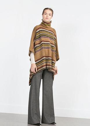 Вовняне пончо,мантія, светр етно бохо стиль zara