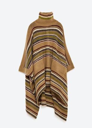 Шерстяное пончо,мантия, свитер этно бохо стиль zara