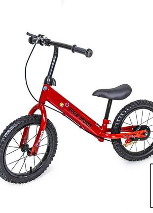 Велобег scale sports 14" красного цвета с ручным тормозом1 фото