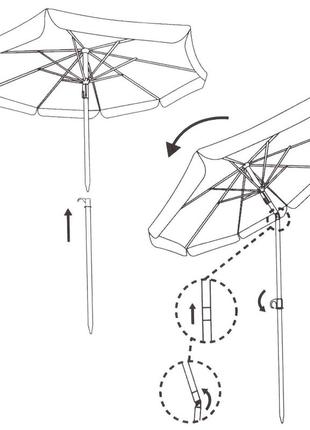 Пляжный зонт springos 180 см с регулируемой высотой и наклоном bu002010 фото