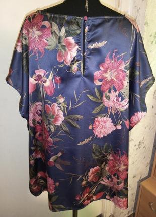 Стрейч,красивая блузка в цветочный принт и птиц колибри,большого размера,батал2 фото