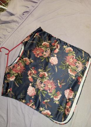 Стрейч,красивая блузка в цветочный принт и птиц колибри,большого размера,батал7 фото