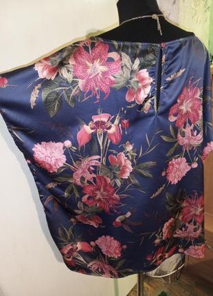 Стрейч,красивая блузка в цветочный принт и птиц колибри,большого размера,батал4 фото