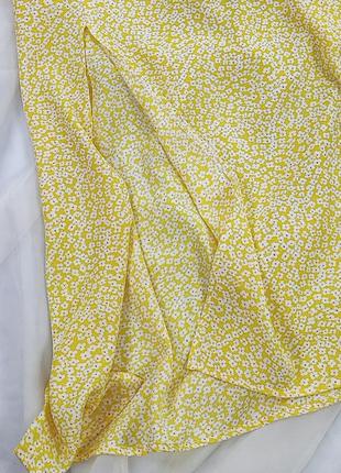 Легкая желтая юбка миди в цветочный принт shein2 фото