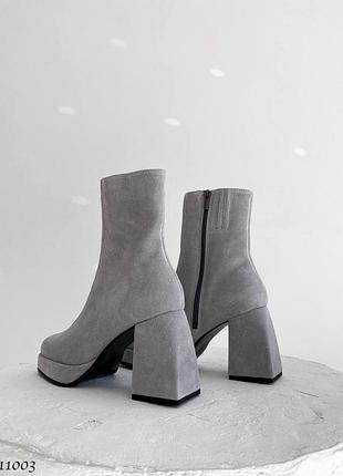 Ботильоны женские замшевые на флисе серые2 фото