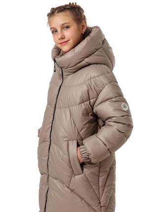 Куртка зимова на екопуху для дівчаток підлітковий дитячий пуховик зимовий jasmine коричневий tiaren4 фото