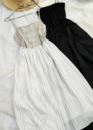 Комбінована сукня з білою плісерованою спідницею zara1 фото
