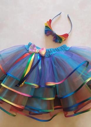 Юбка и обруч для карнавального костюма радуга 🌈