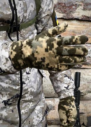 Військові жіночі рукавички фліс піксель теплі флісові