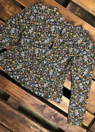 Жіноча блуза у квітковий принт topshop (топшоп хлрр ідеал оригінал різнокольорова)2 фото