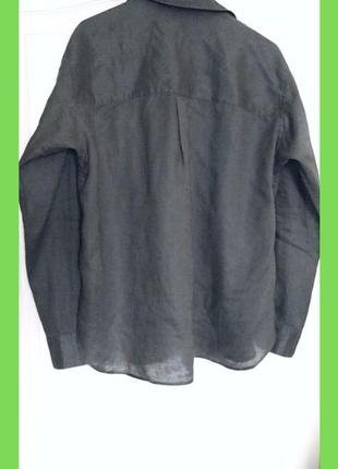 Жіноча сорочка тонкий льон 100% темний хакі р.l,m uniqlo3 фото