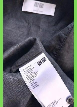 Женская рубашка тонкий лен 100% темный хаки р.l,m uniqlo7 фото