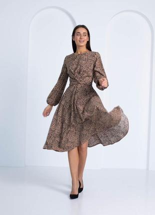 Сукня міді "530". розміри 44 від "ніка цавалюк", з софту під вшивний пасок. колір шоколад