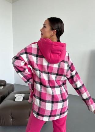 Спортивный костюм малина с имитацией рубашки "клеточка" s-xl7 фото