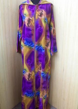 Цветочное платье халат с капюшоном на молнии / в восточном стиле /каптан / кимоно / абая / галабэя / карнавальный костюм