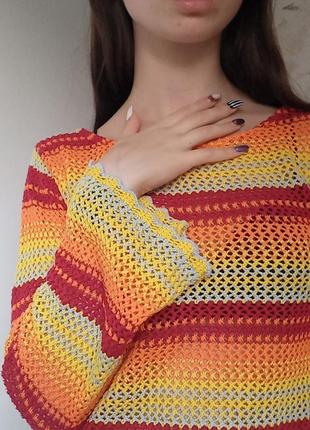 Плетена кофтинка з рукавами-кльош 🍁4 фото