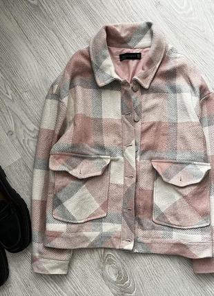 Шерстяная куртка-рубашка в клетку курточка шерсть5 фото