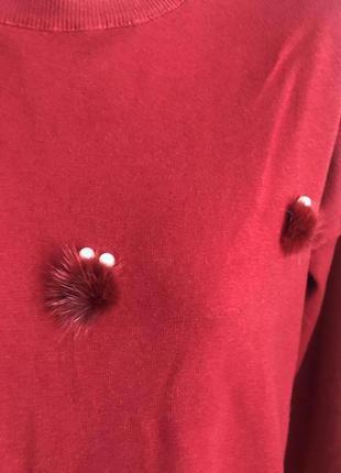 Шикарный модный как кашемир марсала бордо свитер джемпер красивенный теплый модный стильный мех5 фото