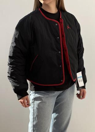 Куртка air jordan essentials flight jacket black/red2 фото