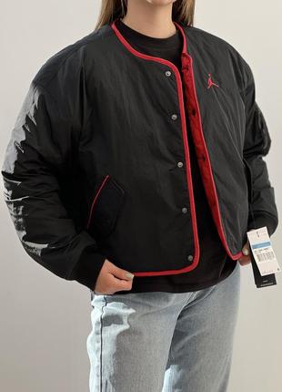Куртка air jordan essentials flight jacket black/red9 фото