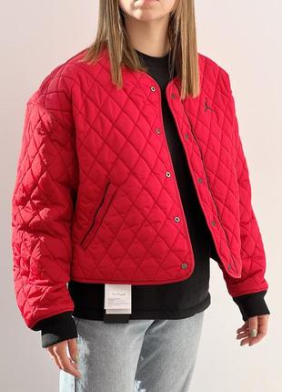 Куртка air jordan essentials flight jacket black/red3 фото
