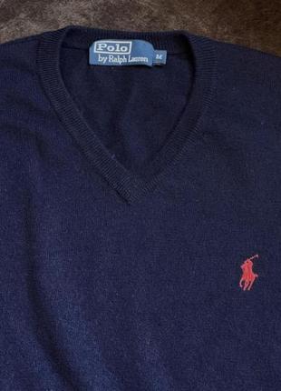 Шерстяной свитер polo ralph lauren оригинальный синий2 фото