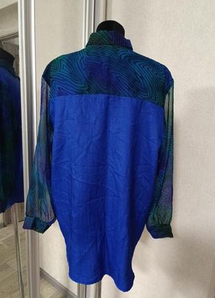 Яскрава вінтажна ретро блуза сорочка jordana  з вишивкою і прозорими рукавами  електрик3 фото