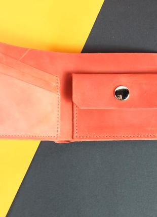 Класичний шкіряний гаманець з монетницею ручної роботи з вінтажній шкіри1 фото