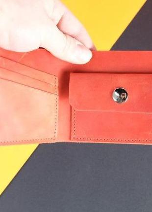 Кожаный классический кошелек с монетницей ручной роботы с винтажной кожи2 фото