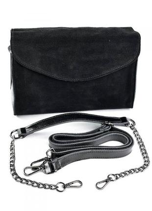 Жіноча шкіряна сумка з натуральною шкірою чорного кольору