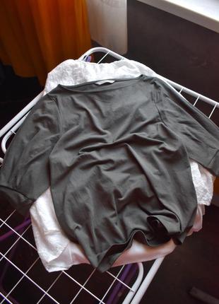 Елегантна блуза хакі з рукавами-ліхтариками h&m