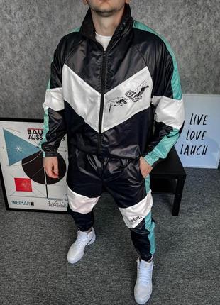 Черный мужской спортивный костюм олимпийка штаны