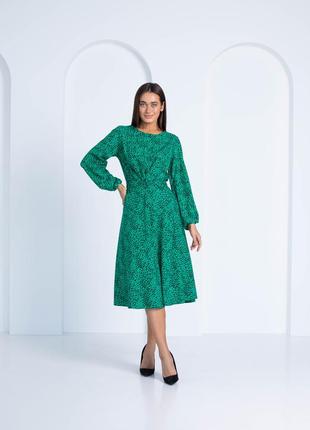 Сукня міді "530" від "ніка цавалюк", з софту під вшивний пасок, зеленого колеру