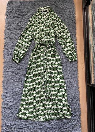 Zara яркое стильное платье макси под пояс из свежих коллекций