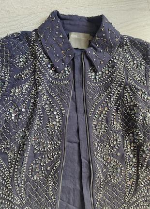 Пиджак джинс деним куртка жемчужины камушки куртка пиджак лилового цвета с жемчугом10 фото