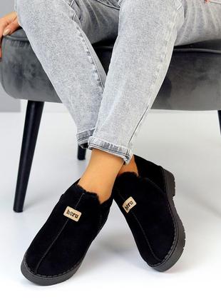 Sale стильные черные женские угги автоледи зимние теплые на меху эко-замша зима